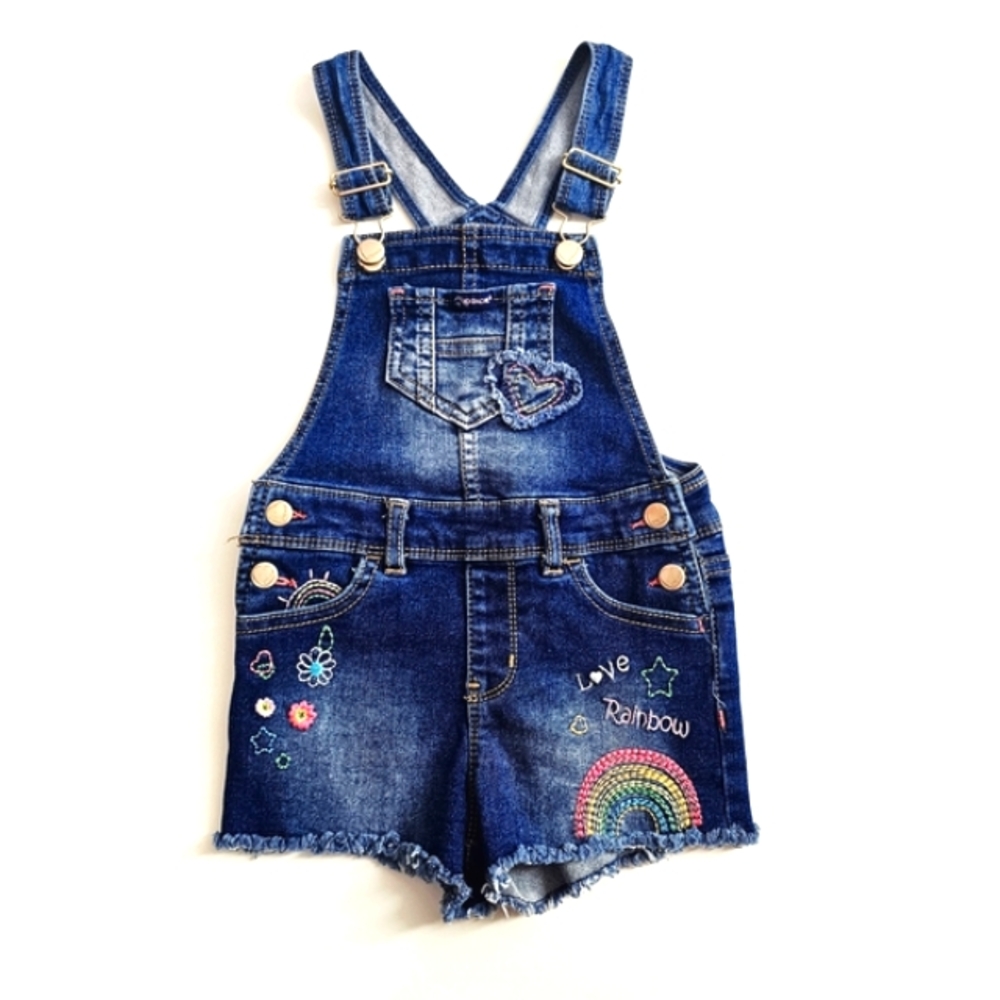Denim Embroidered Kids Overalls